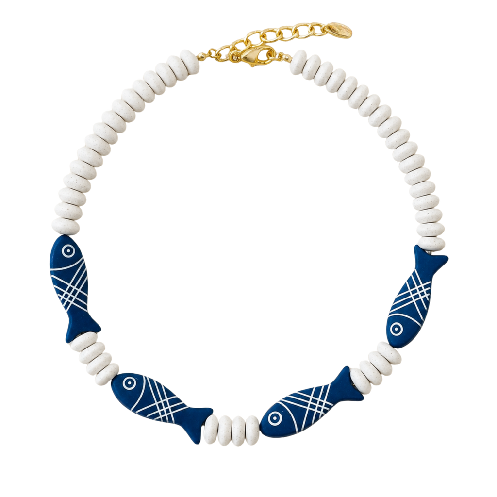 Sardina White Beaded Necklace