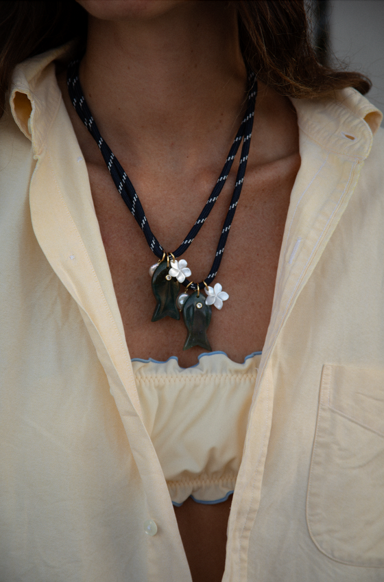 Navy Paracord Fish Necklace