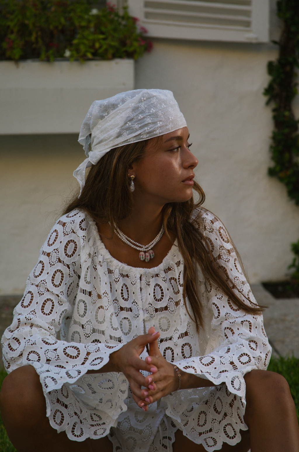 Rose Pendant Pearl Necklace