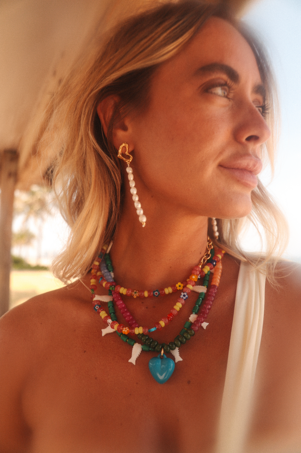 Heart Pearl Drop Earrings