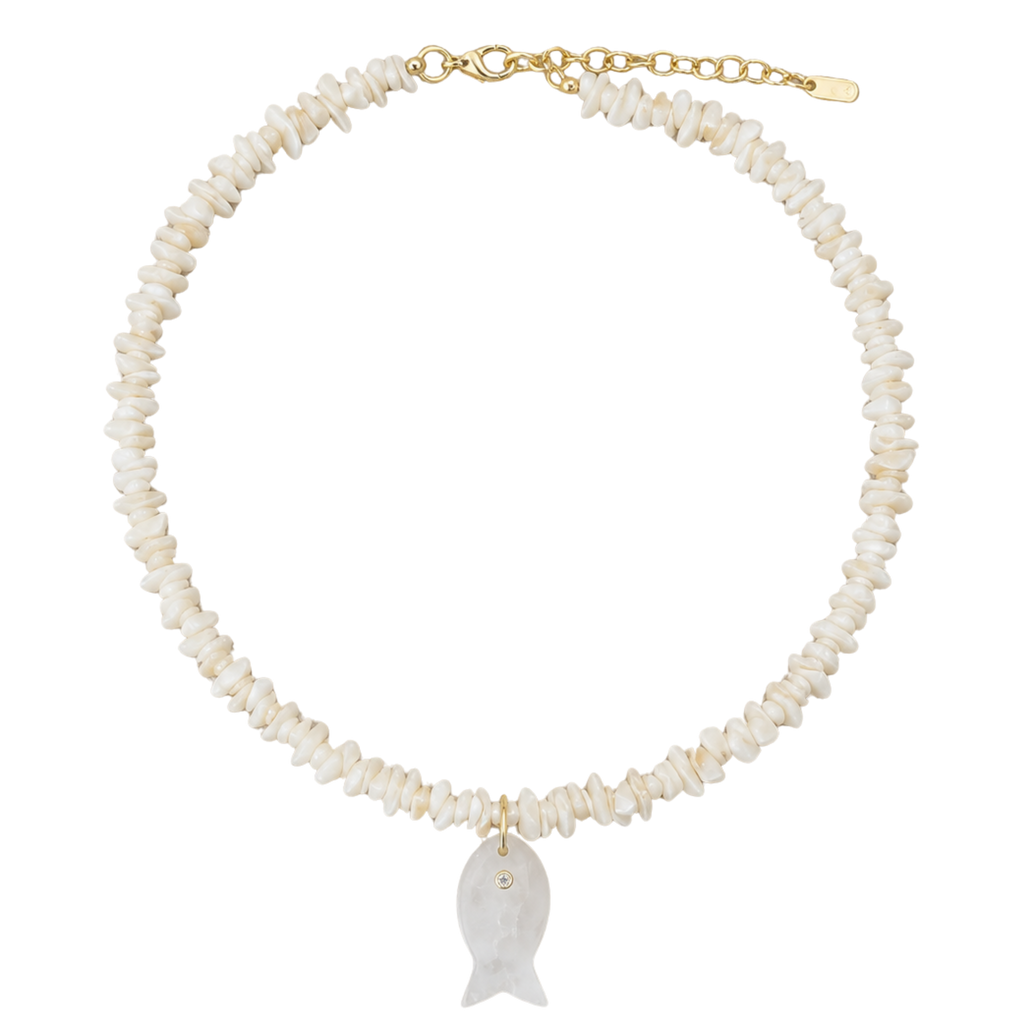 Shell Gemstone Fish Necklace