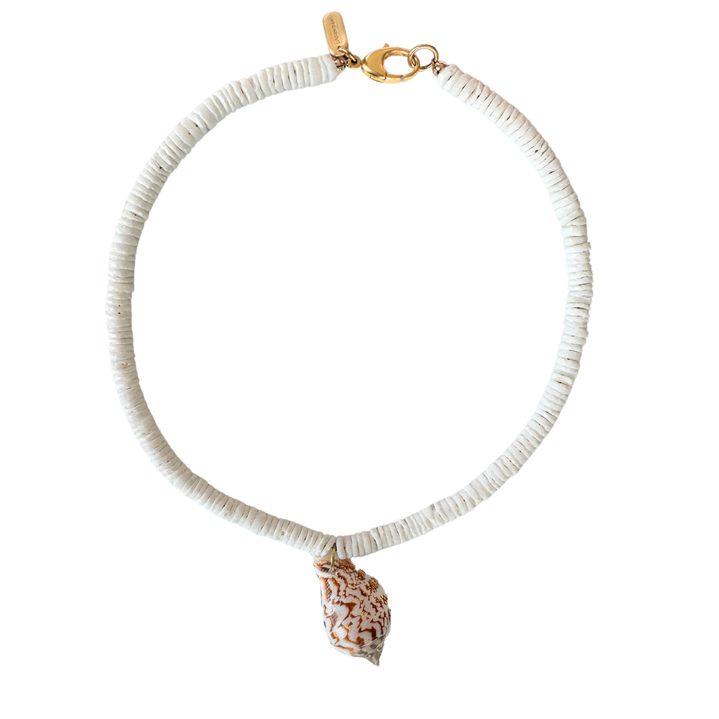 White Beaded Shell Pendant