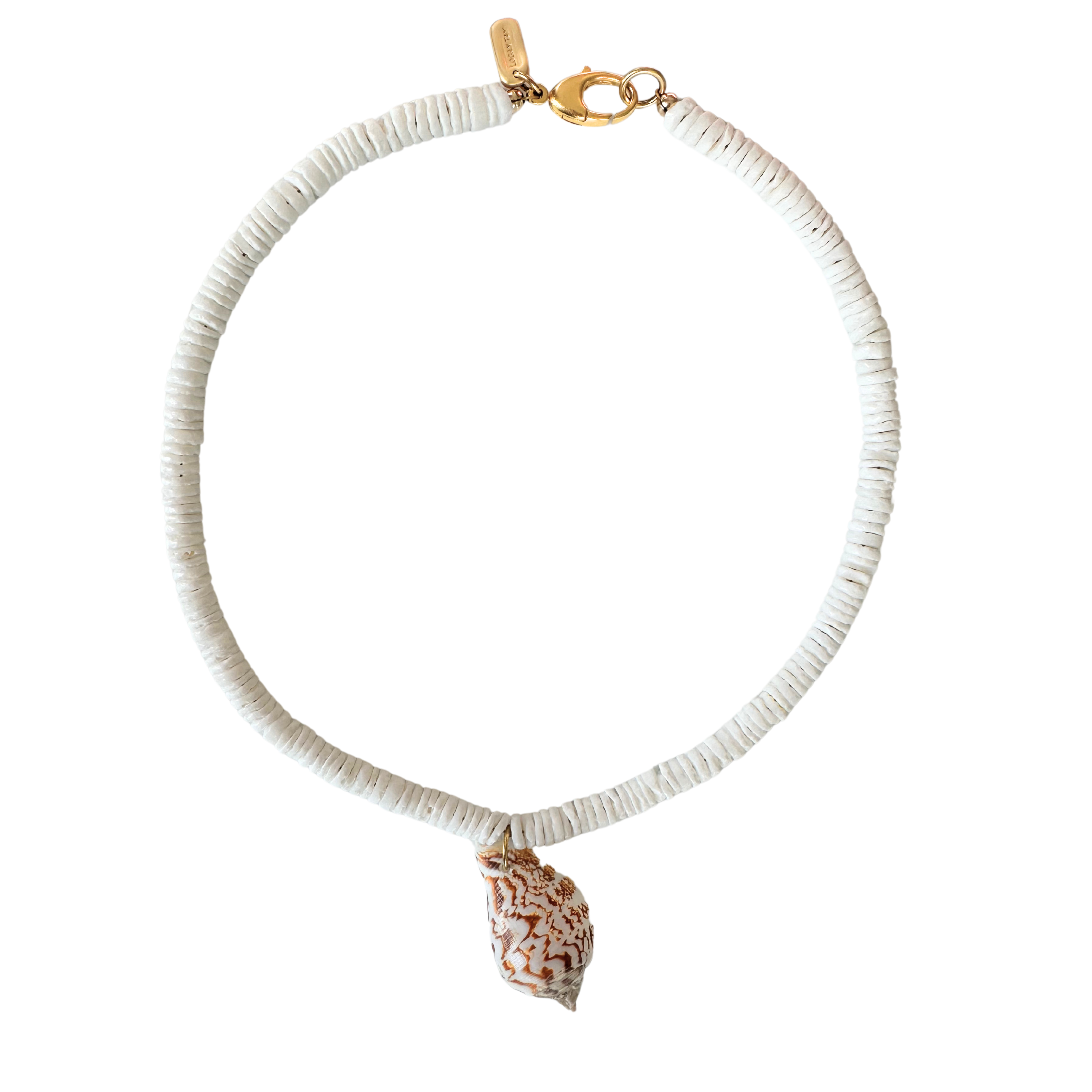 White Beaded Shell Pendant