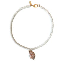  White Beaded Shell Pendant