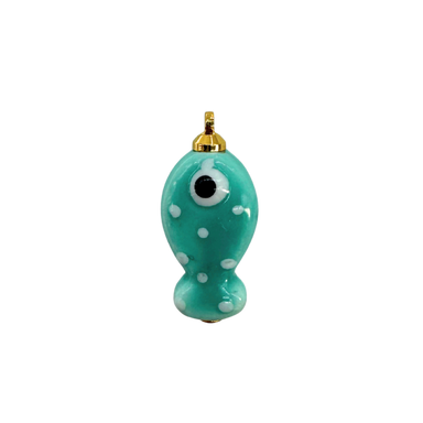 Teal Polka Dot Fish Charm