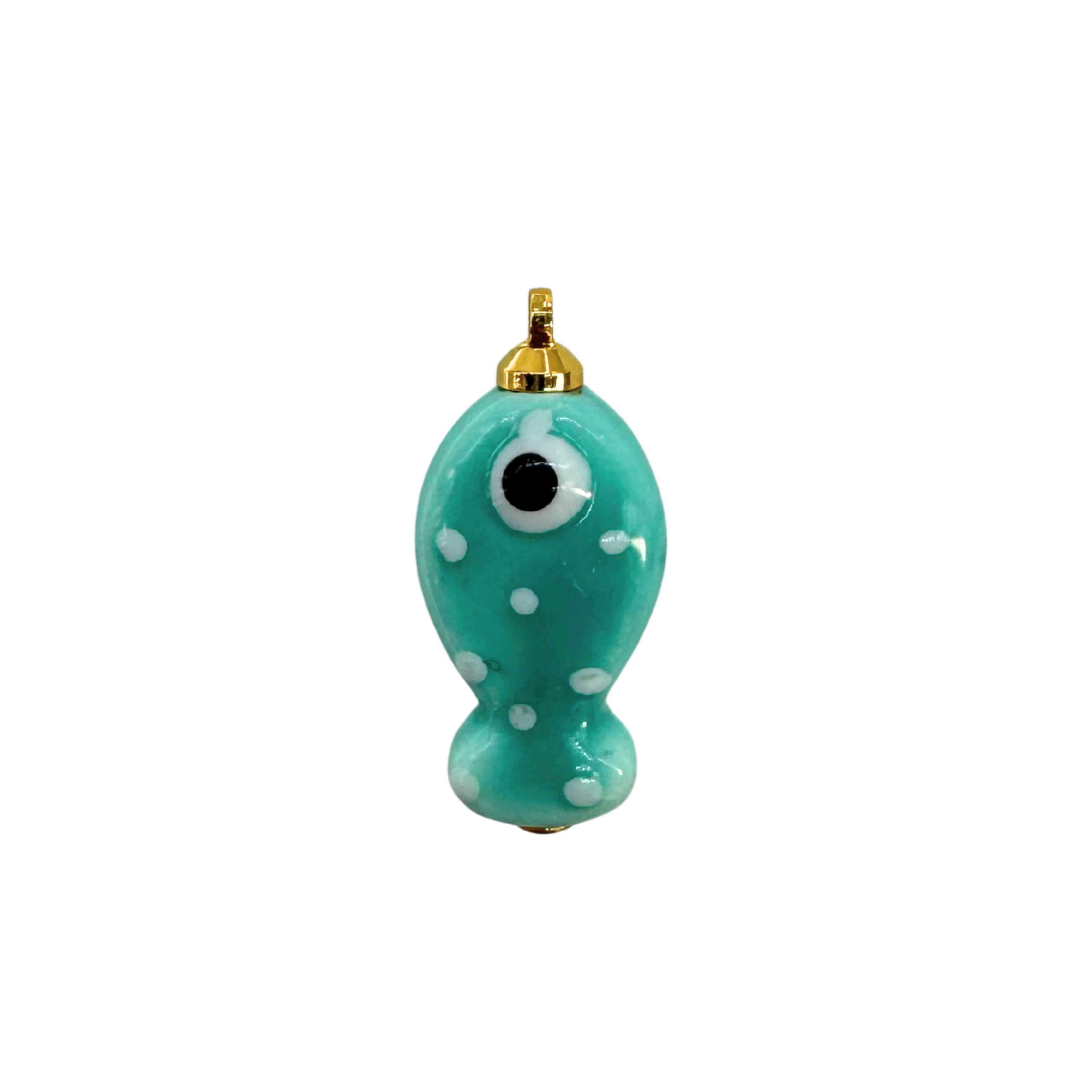 Teal Polka Dot Fish Charm
