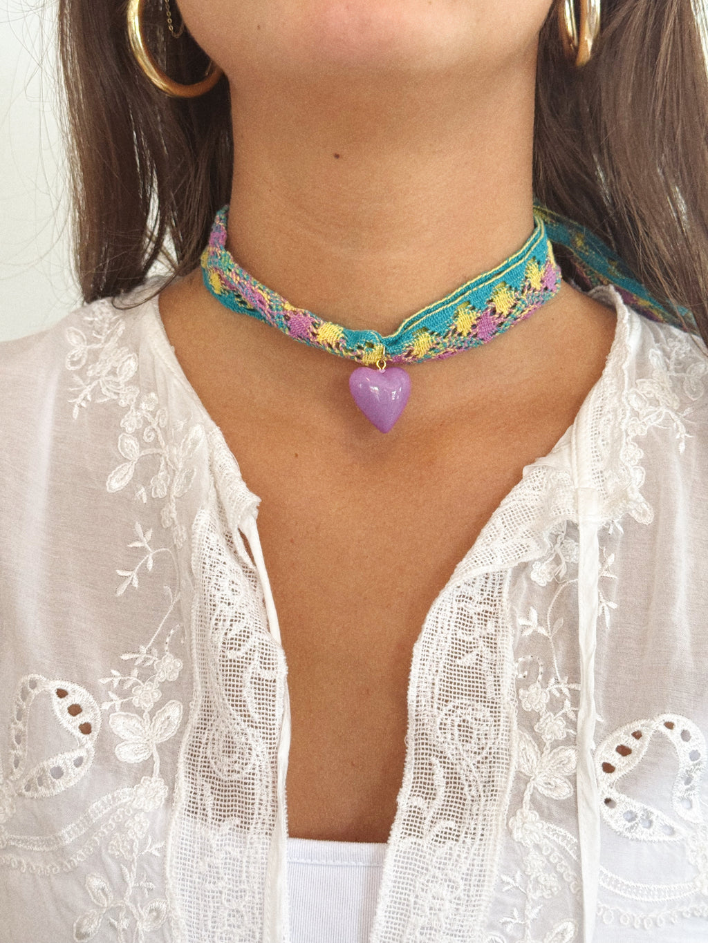 Plum Heart Fabric Necklace