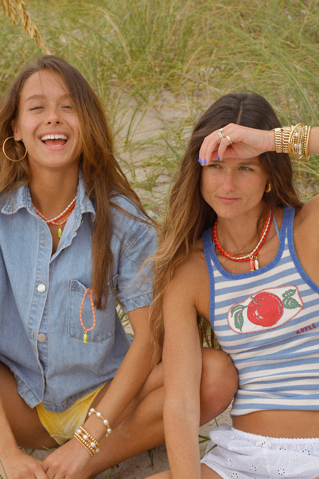 White Beaded Fish Necklace