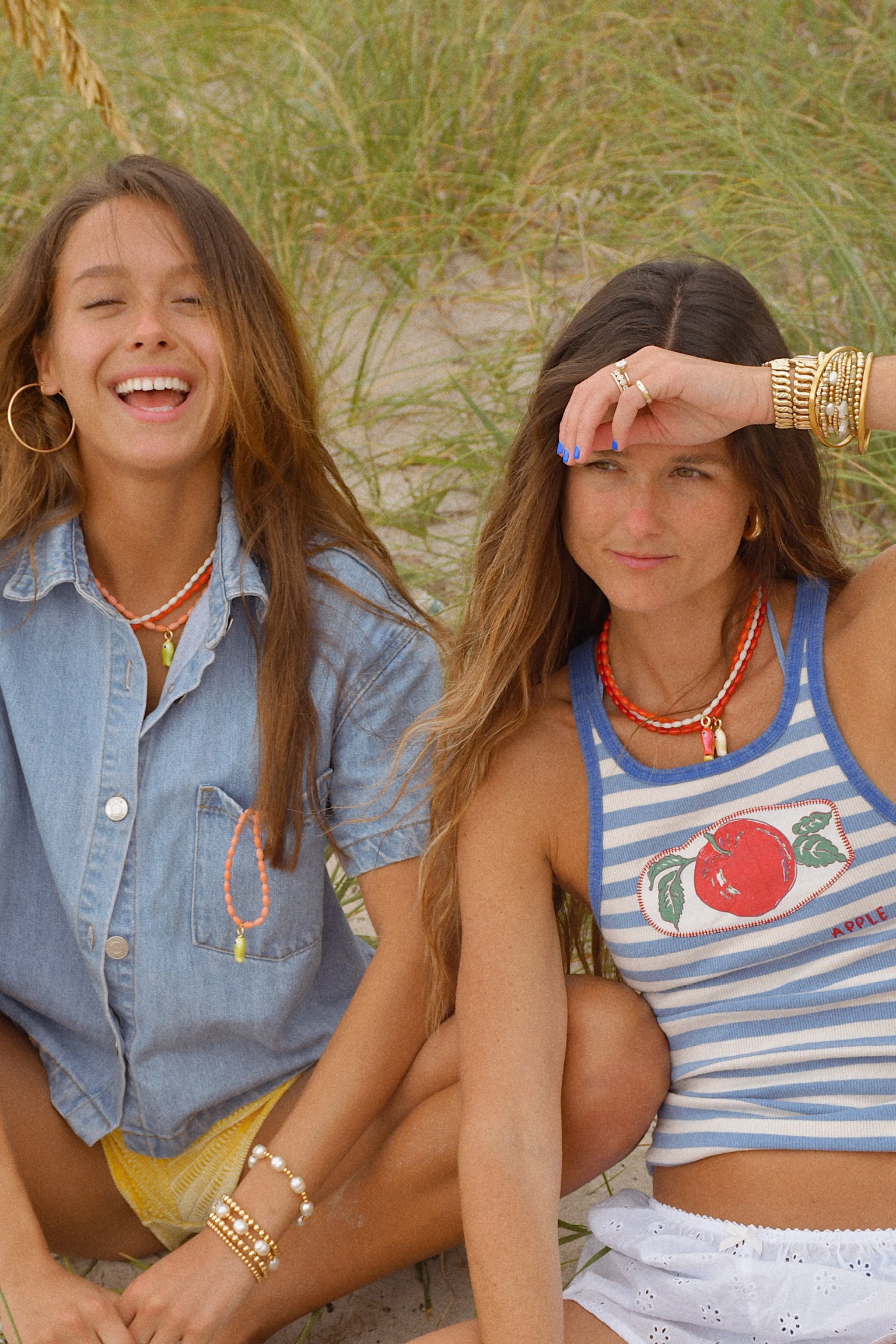 White Beaded Fish Necklace