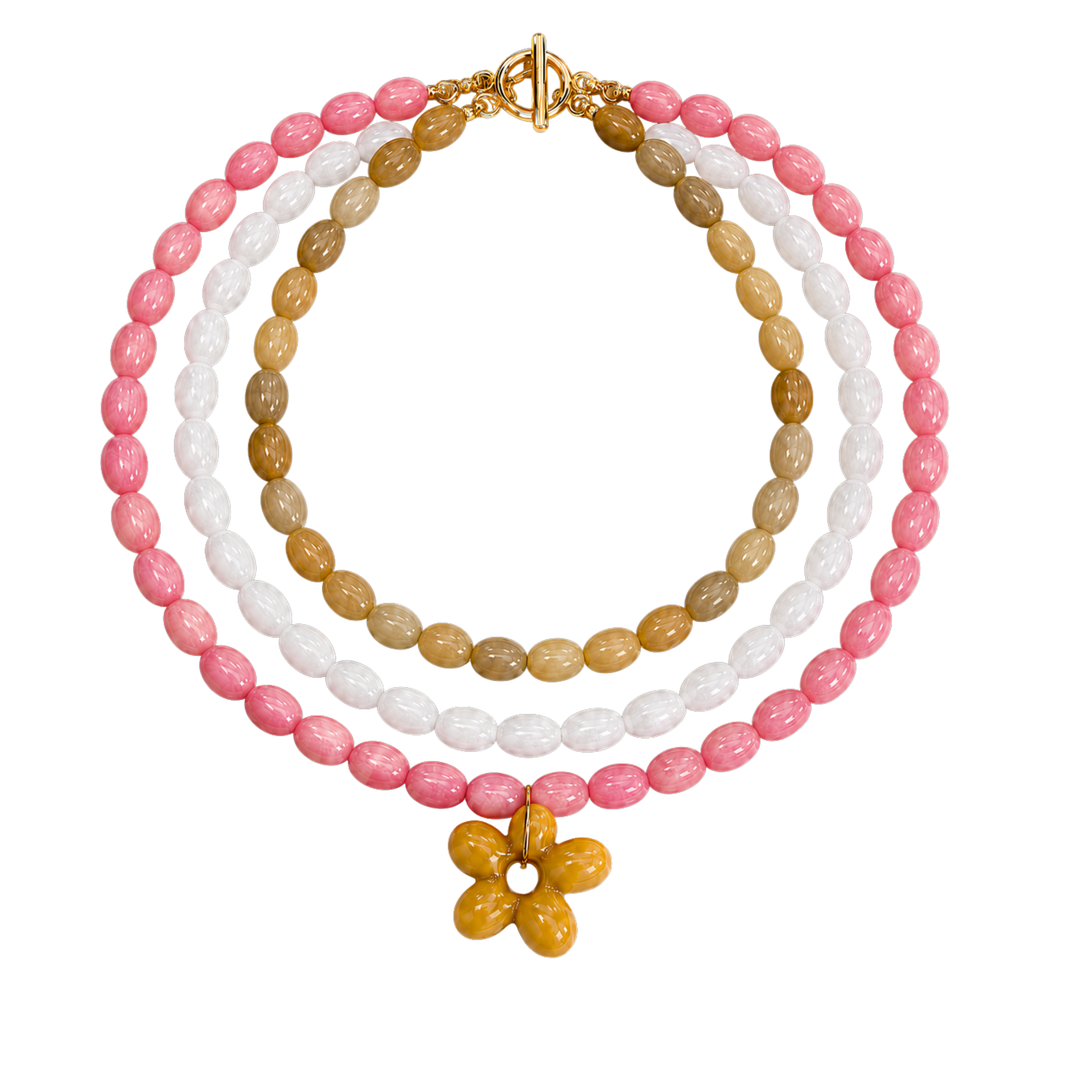 Triple Beaded Flower Necklace – LOGAN TAY
