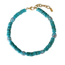  Aqua Heishi Beaded Necklace