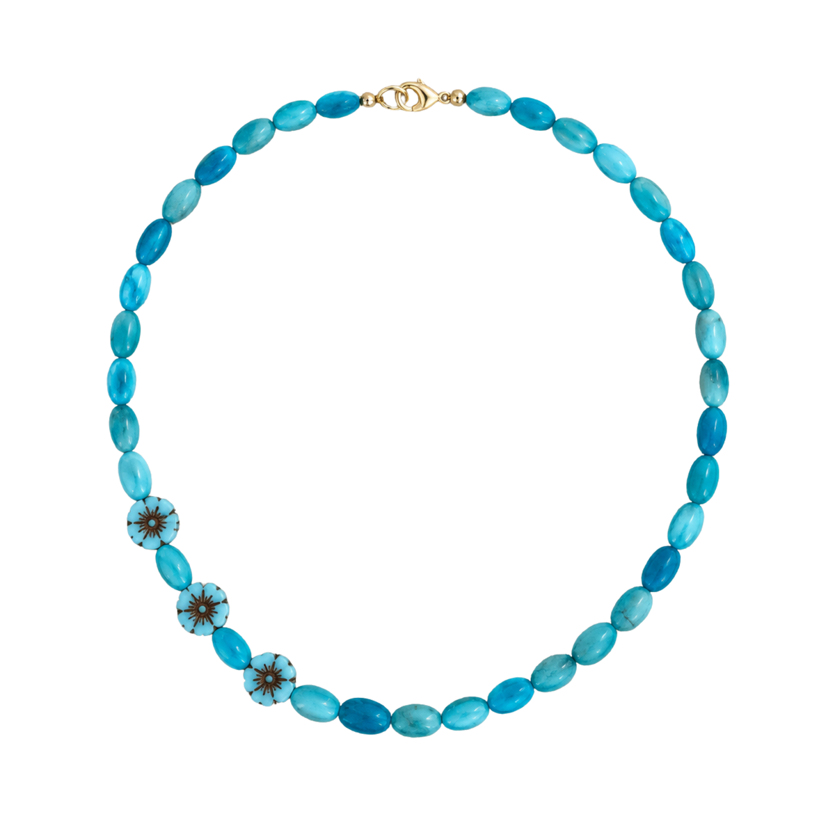 Turquoise Beaded Flower Necklace