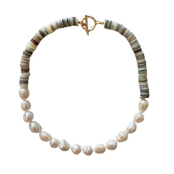 Pearl Blue Heishi Necklace