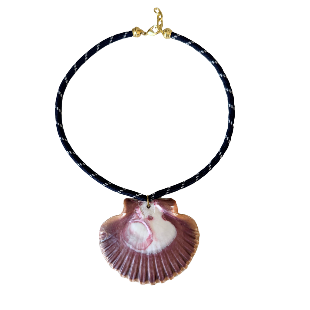 Navy Blue Paracord Seashell Necklace