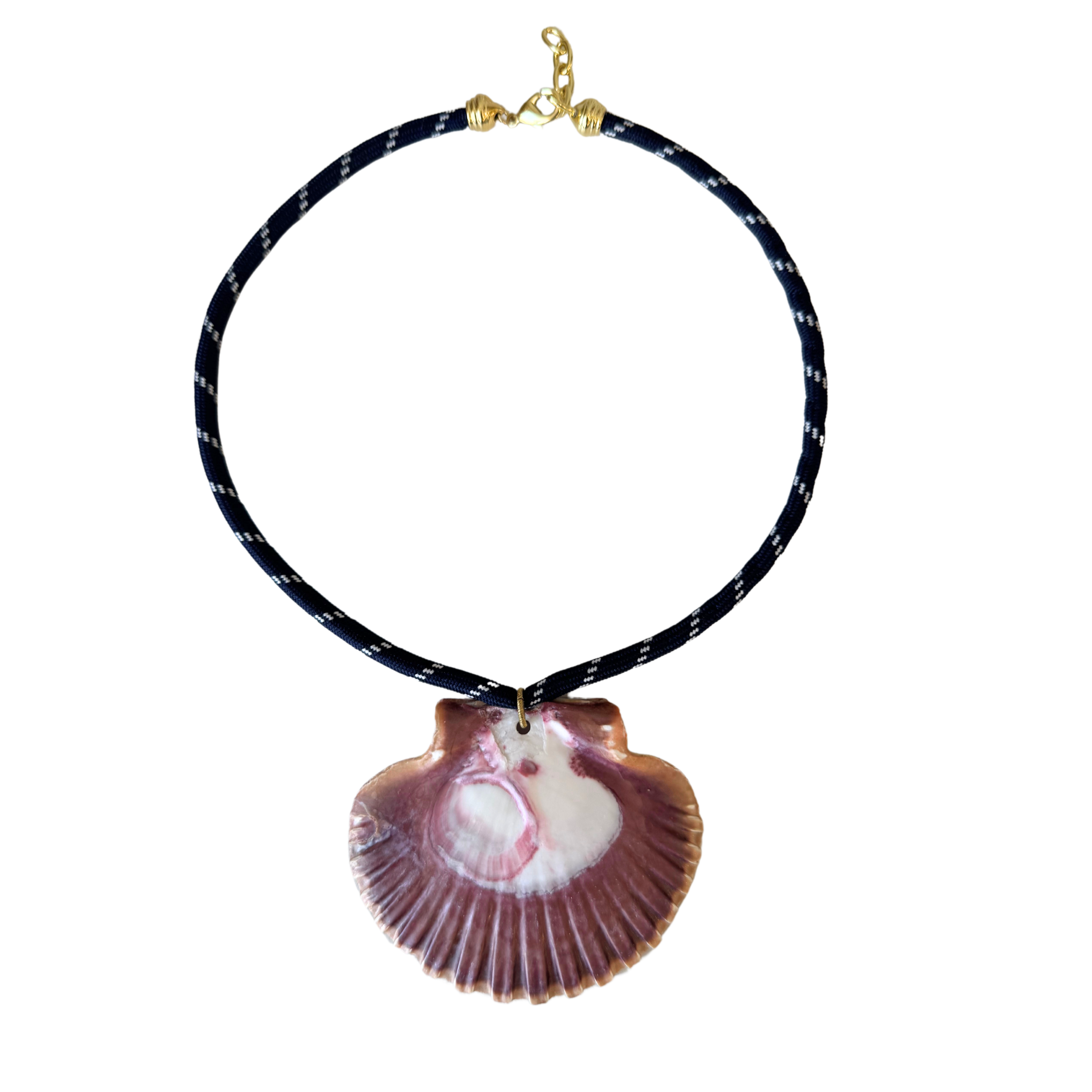 Navy Blue Paracord Seashell Necklace