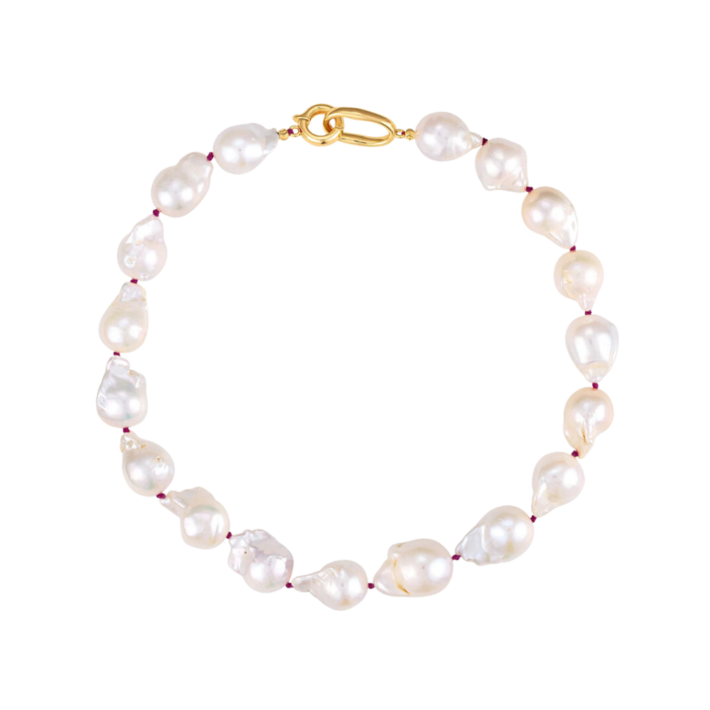 Red Chunky Baroque Pearl Necklace