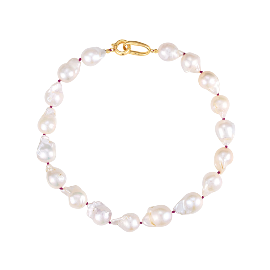 Red Chunky Baroque Pearl Necklace