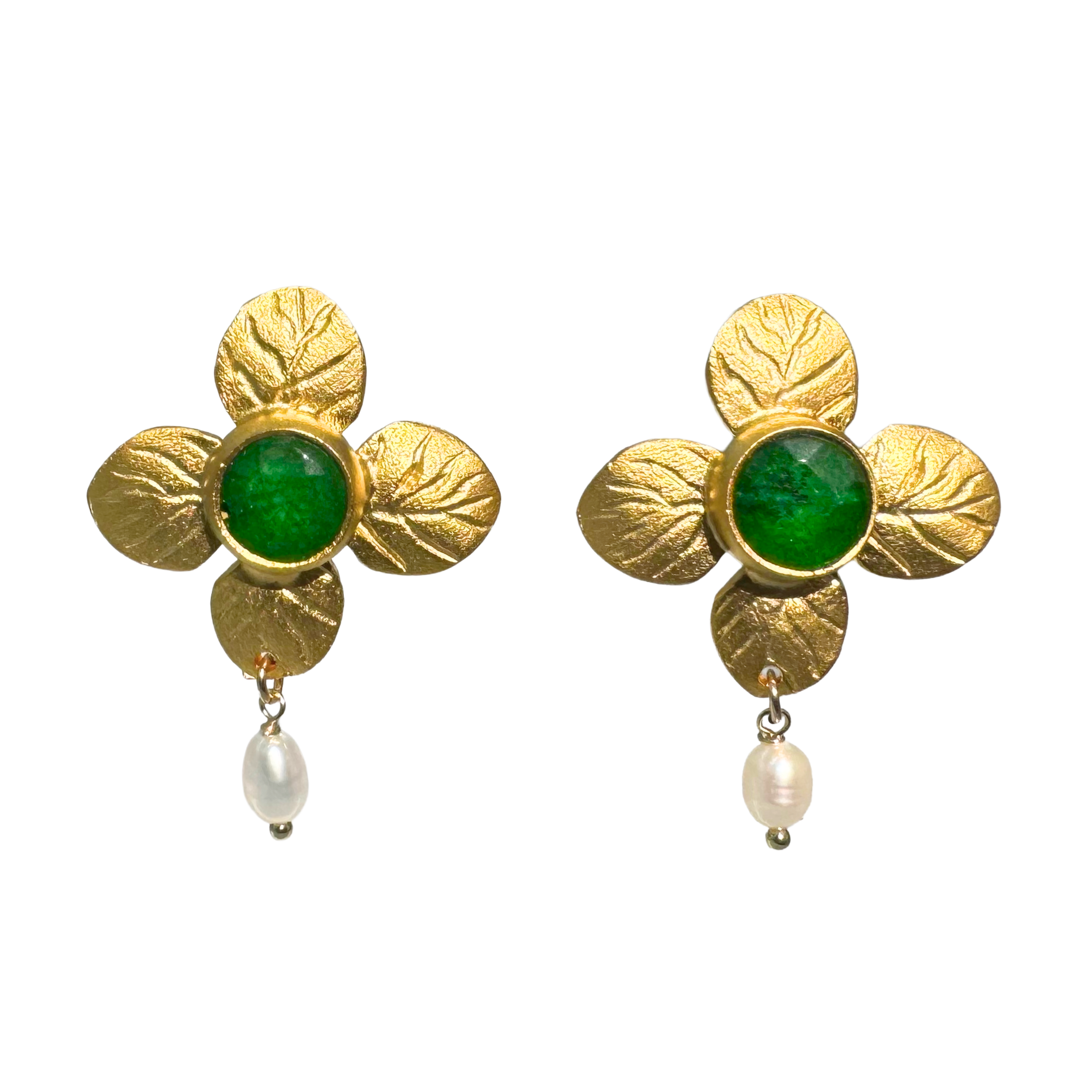 Antique Green Stone Earrings