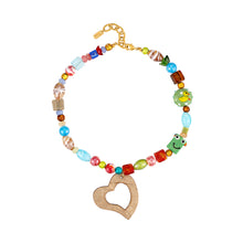 WOODEN BEADED HEART NECKLACE