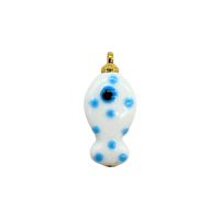 White & Baby Blue Polka Dot Fish Charm