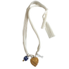 Blue floral charm, Gold Heart charm, translucent fish charm