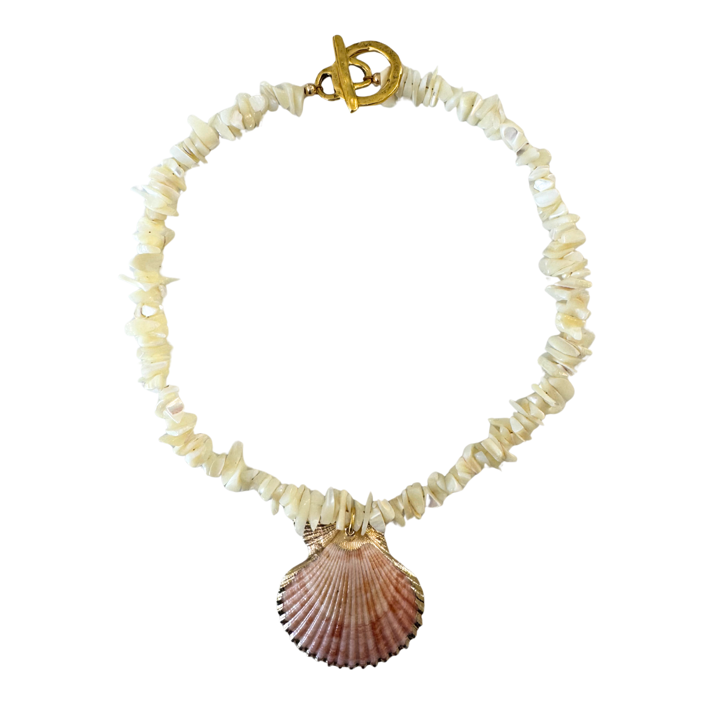 White Chunky Pink Shell Necklace
