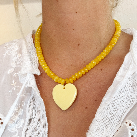 Yellow Love Beaded Necklace