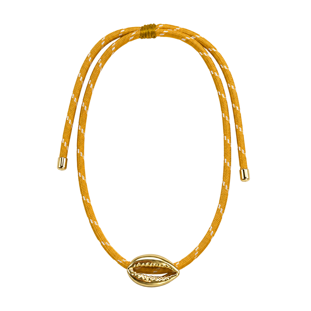Yellow Paracord Cowrie Necklace