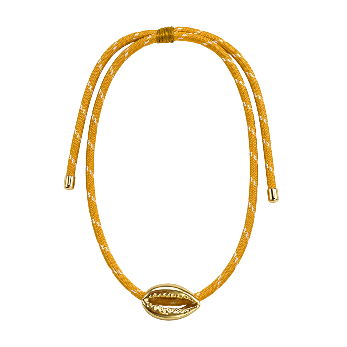 Yellow Paracord Cowrie Necklace