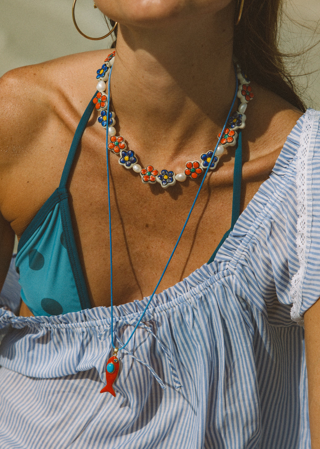 Red White & Blue Beaded Necklace