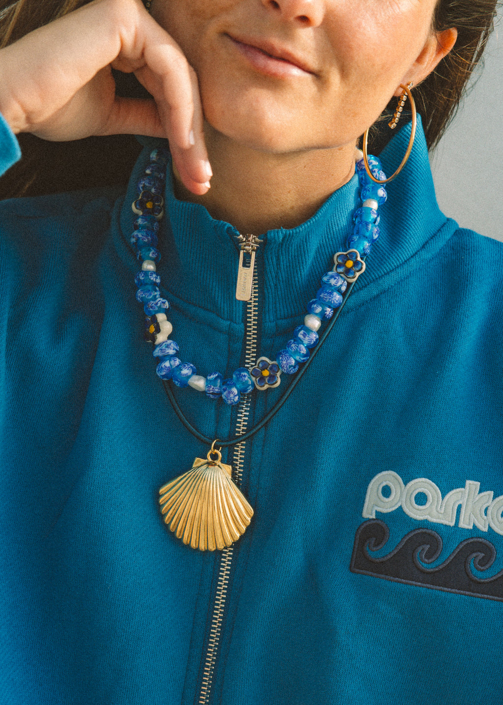 Gold Shell Cord Necklace