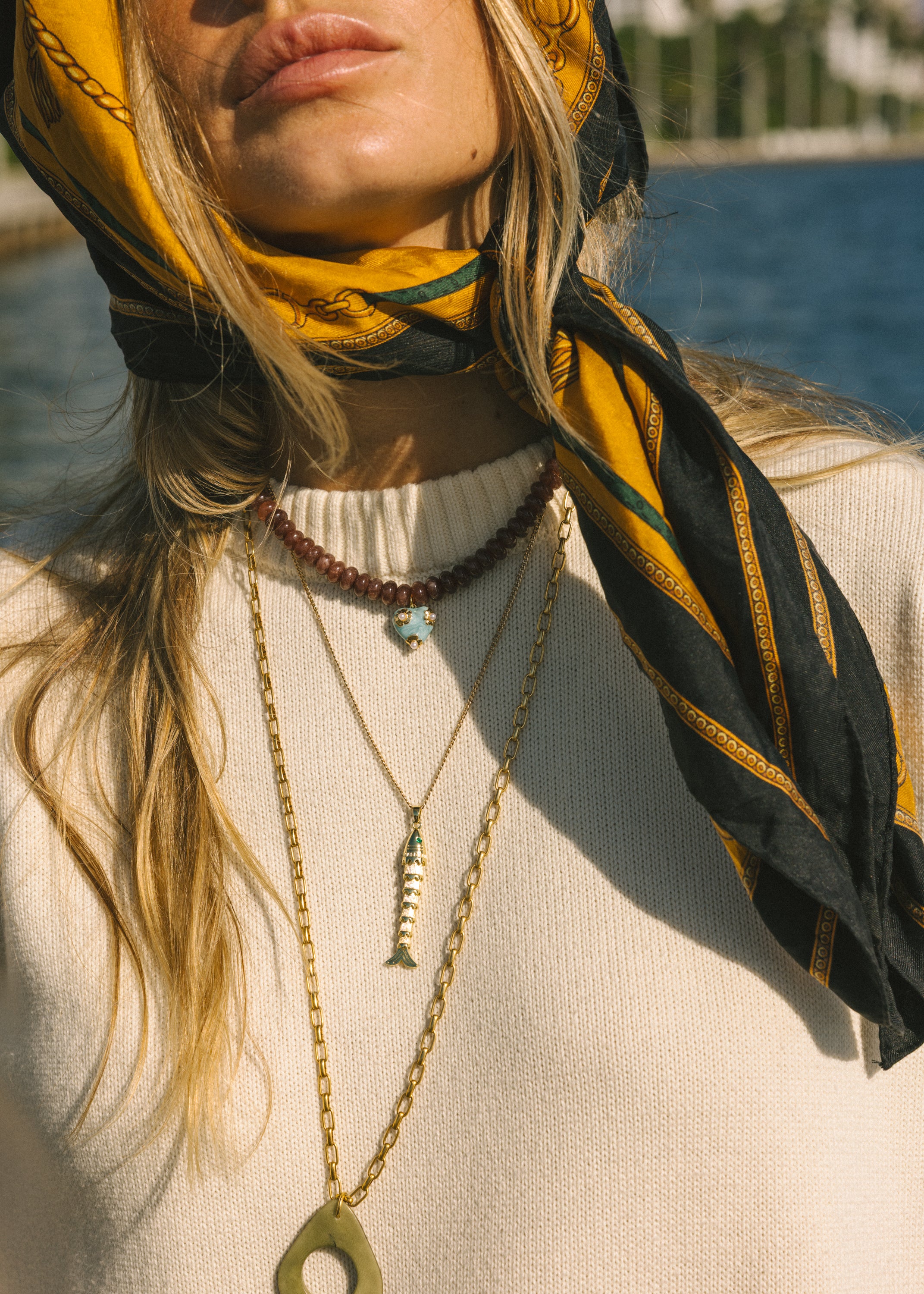 Brown Beaded Heart Necklace