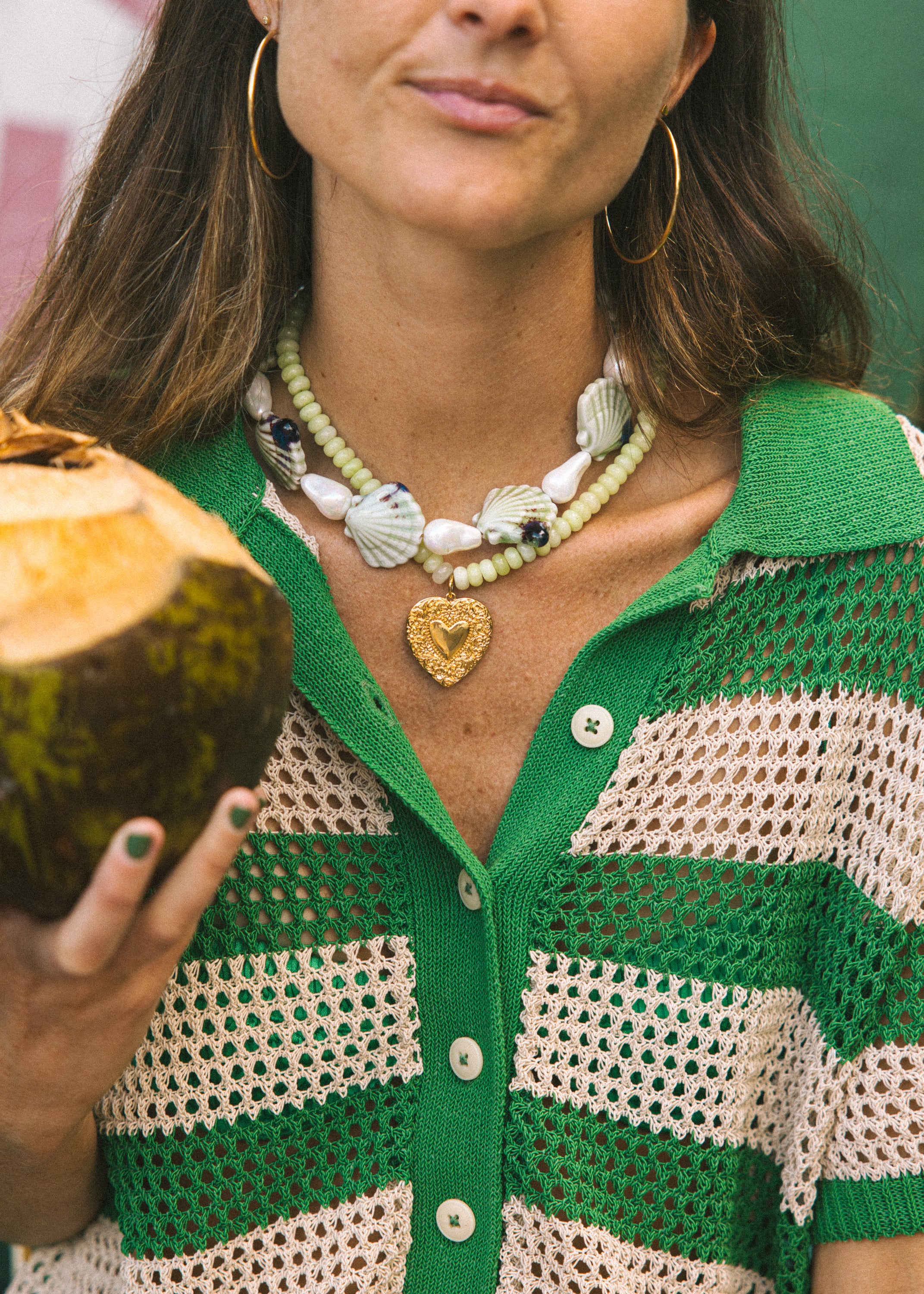 Green Shell Baroque Pearl Necklace