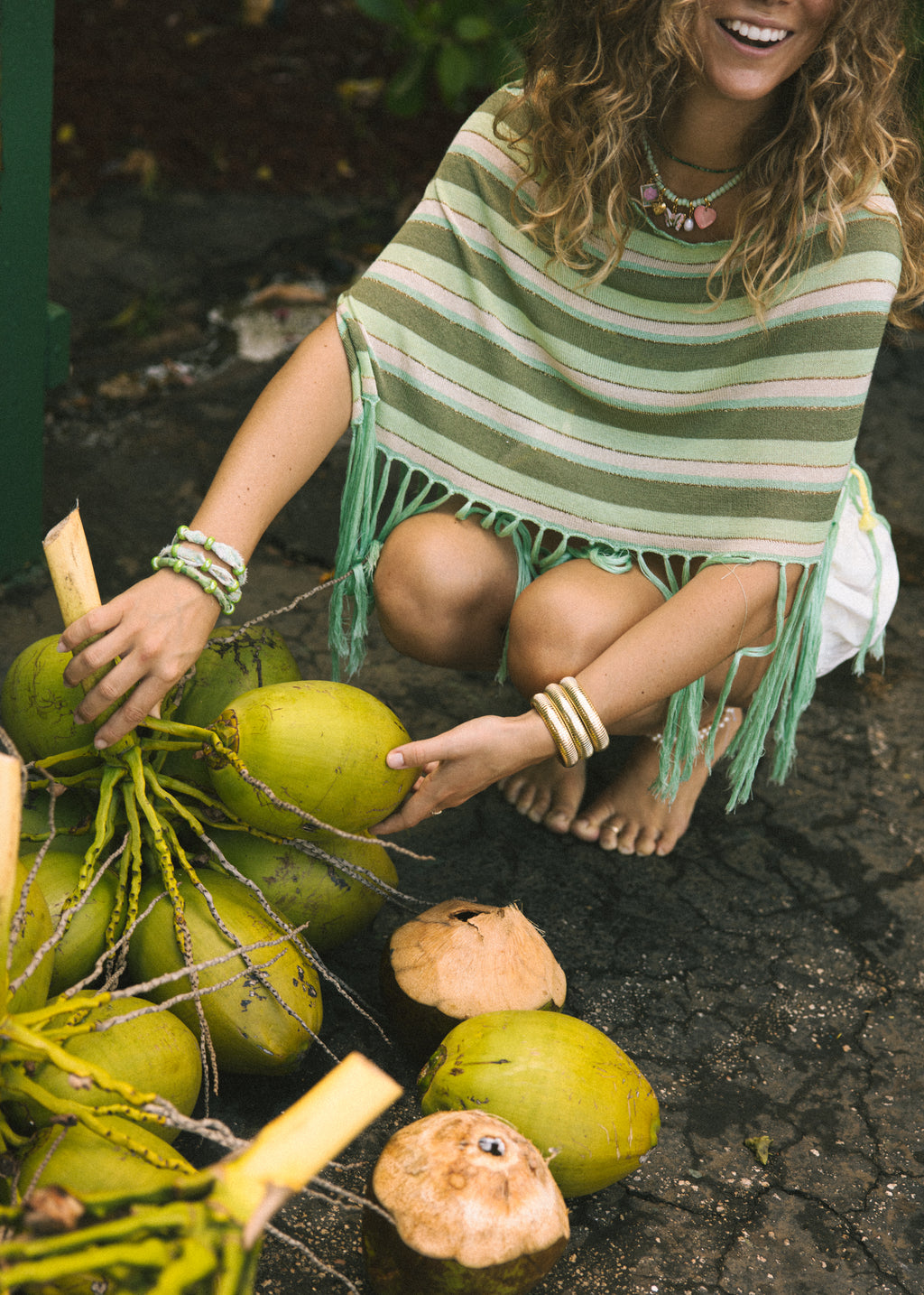 Aqua Beaded Spring Charm Necklace