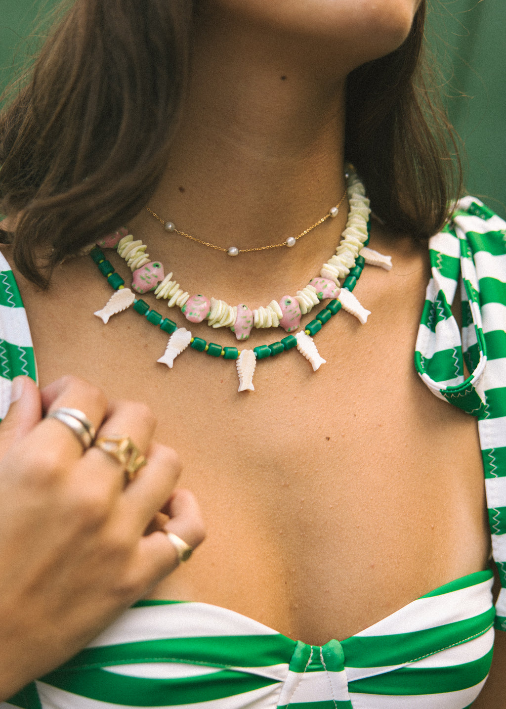 Mother Of Pearl Charm Fish Necklace