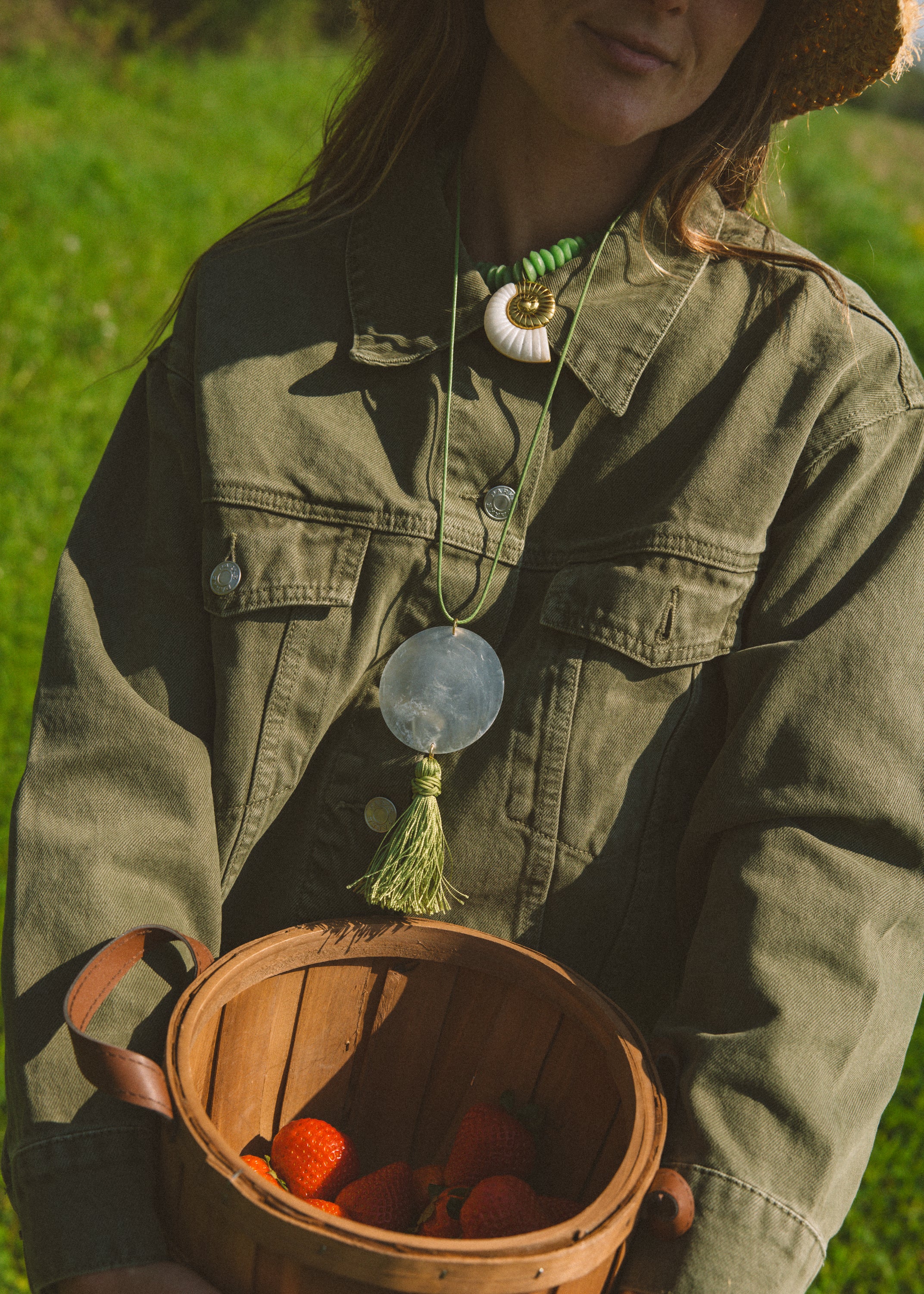 Green Tassel Shell Necklace