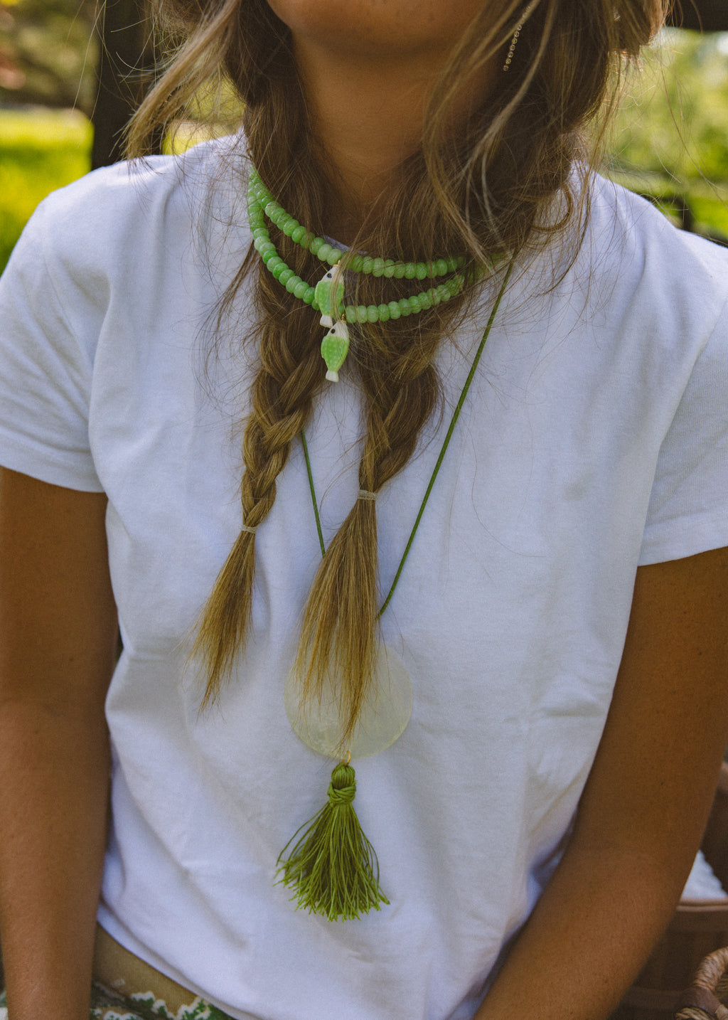 Olive Fish Beaded Necklace