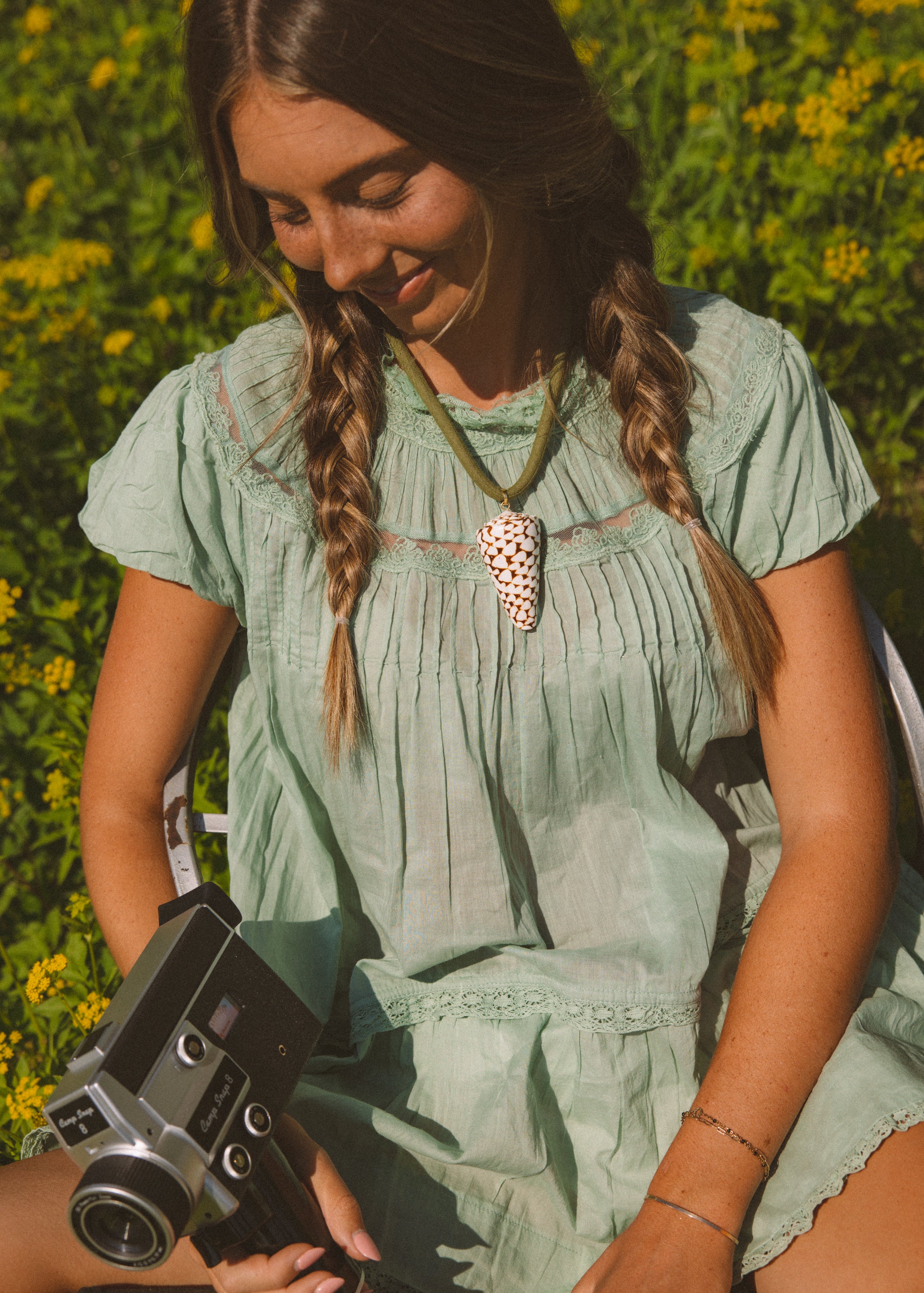 Green Cord Cone Shell Necklace