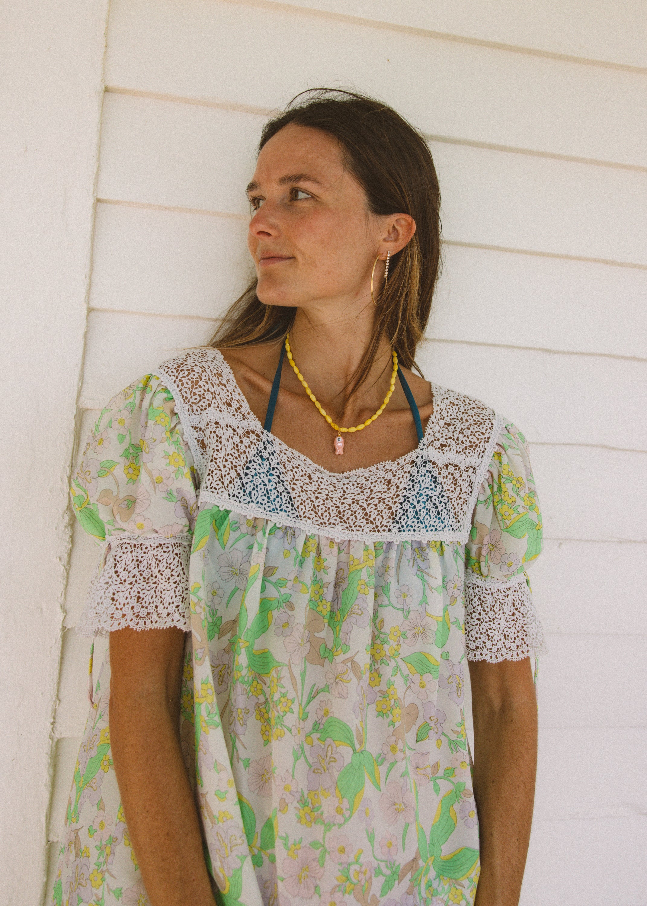 Yellow Beaded Fish Necklace