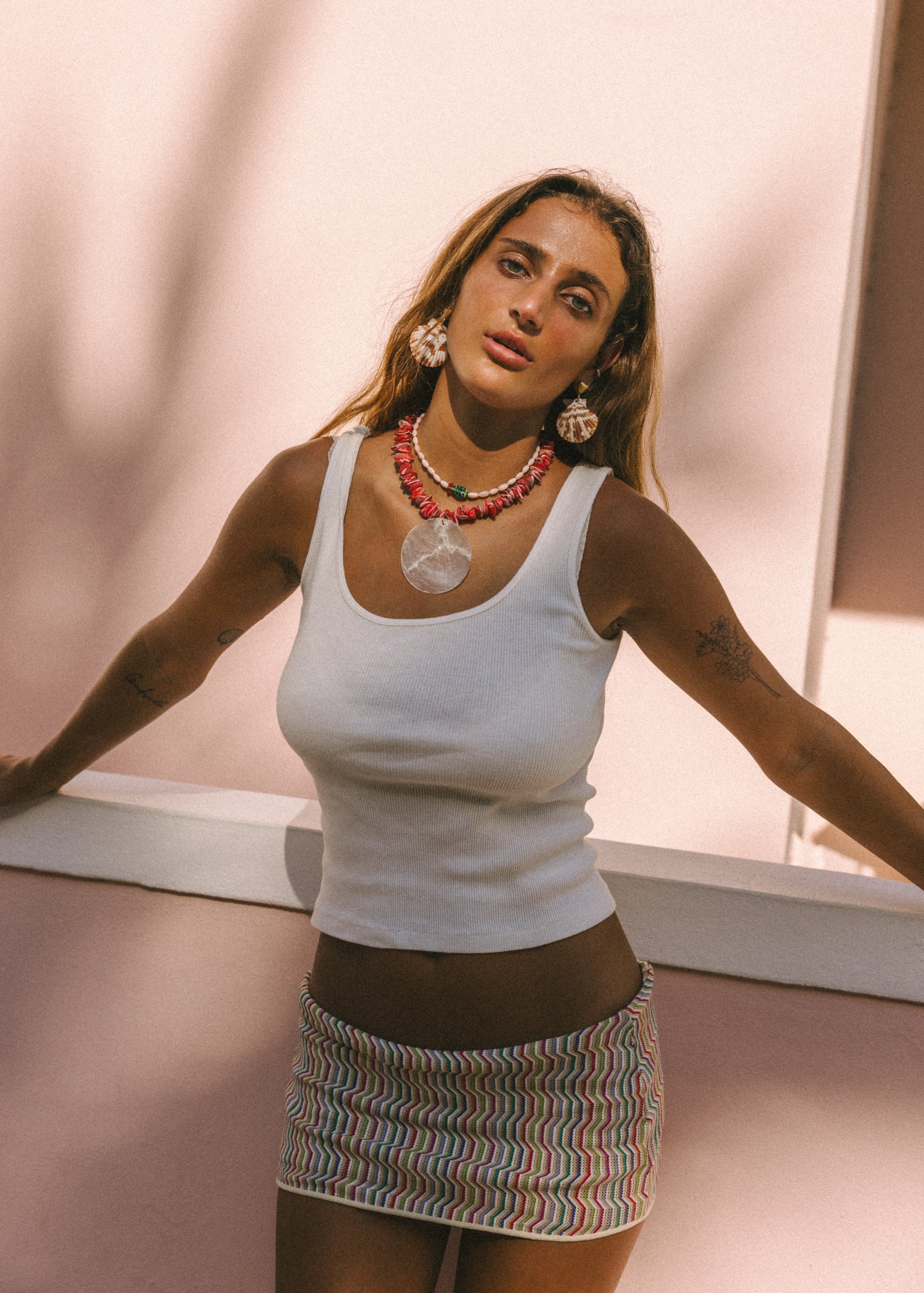 Gold Puff Heart Shell Earrings