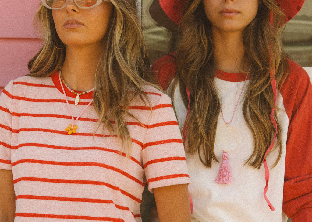 Pink Cord Flower Necklace