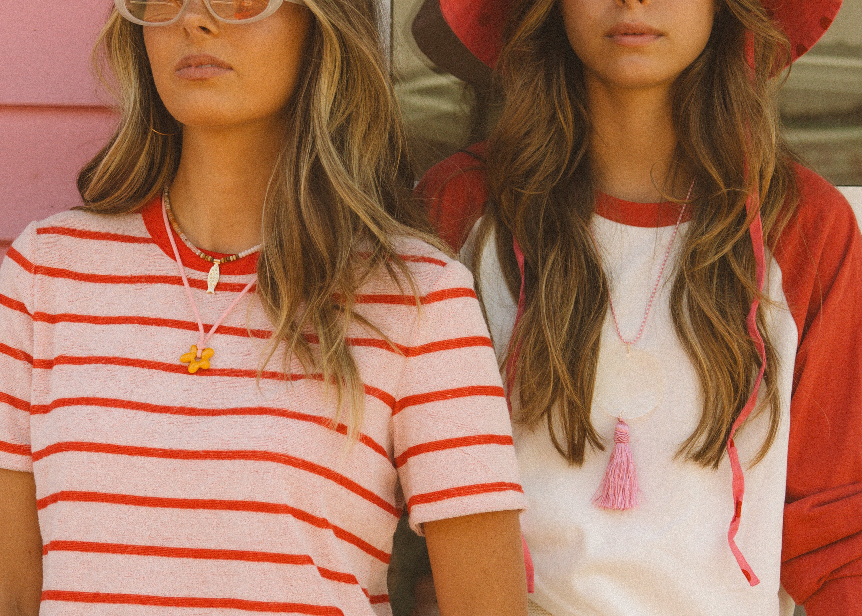 Pink Cord Flower Necklace