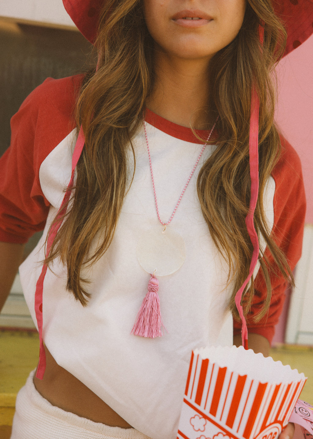 Pink Tassel Shell Necklace