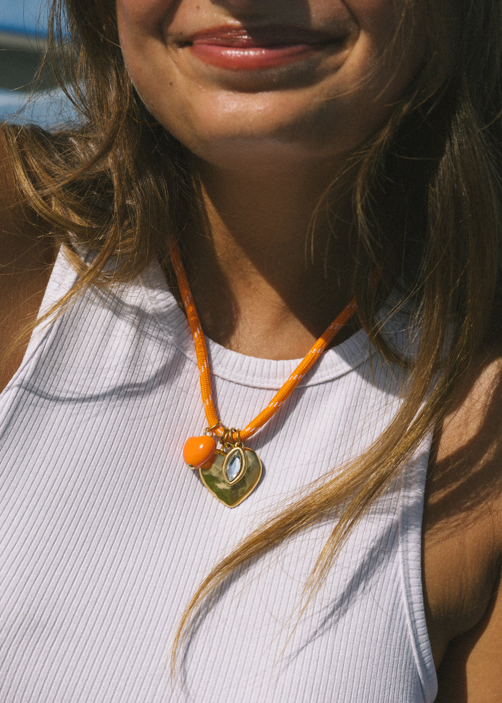 Orange Heart Paracord Necklace