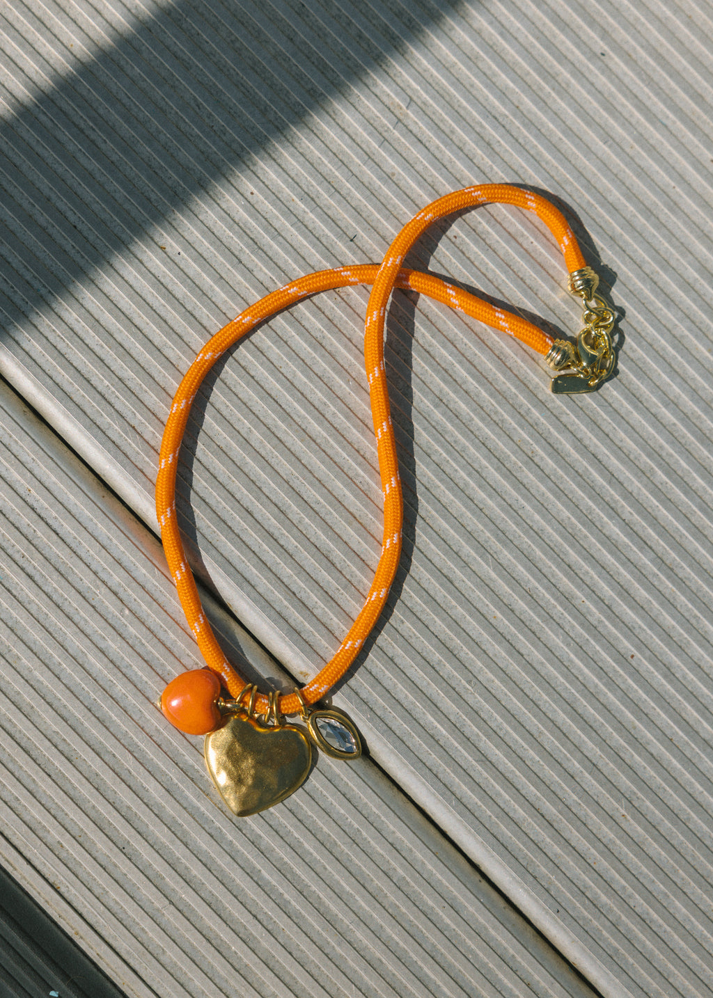 Orange Heart Paracord Necklace