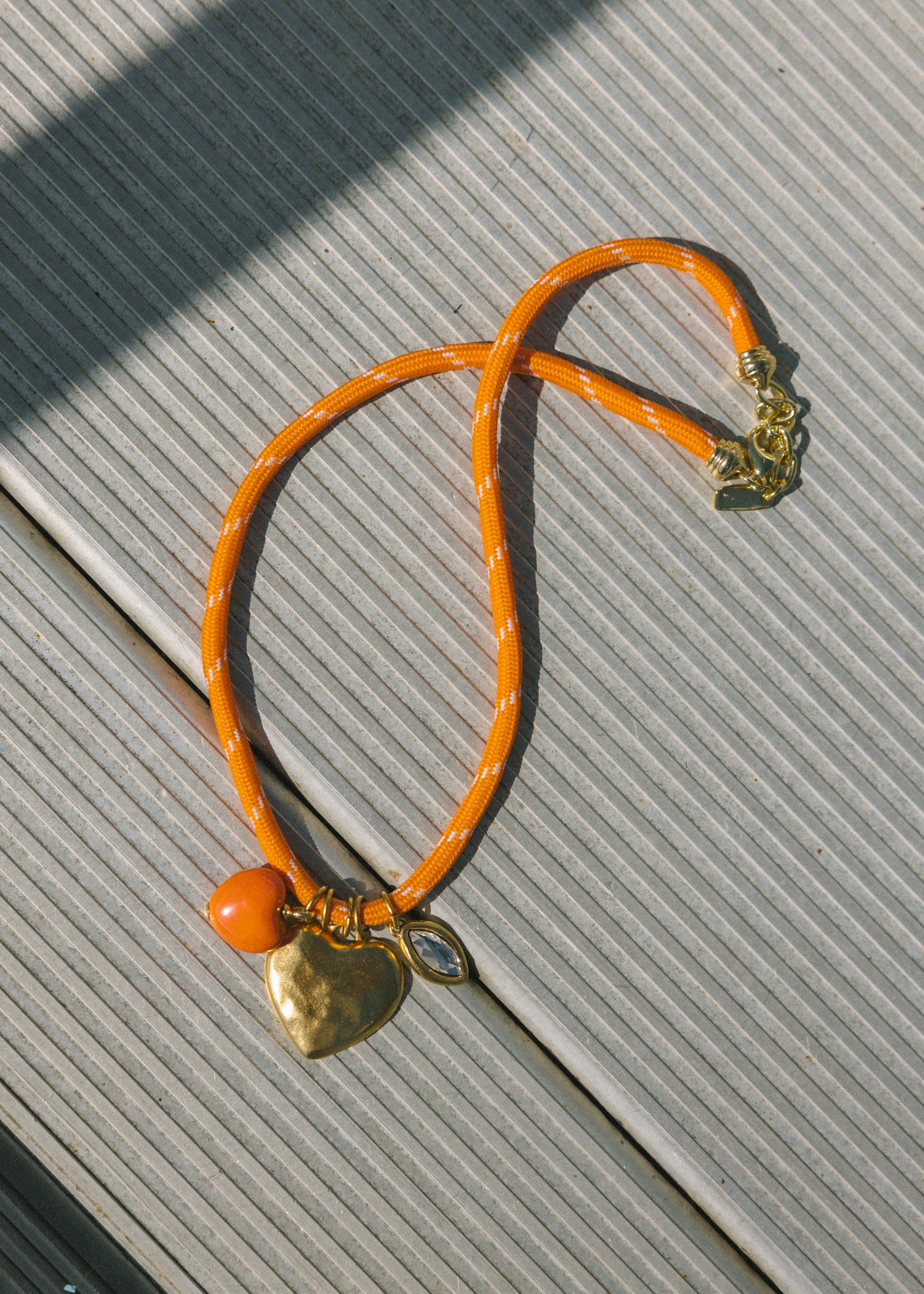 Orange Heart Paracord Necklace