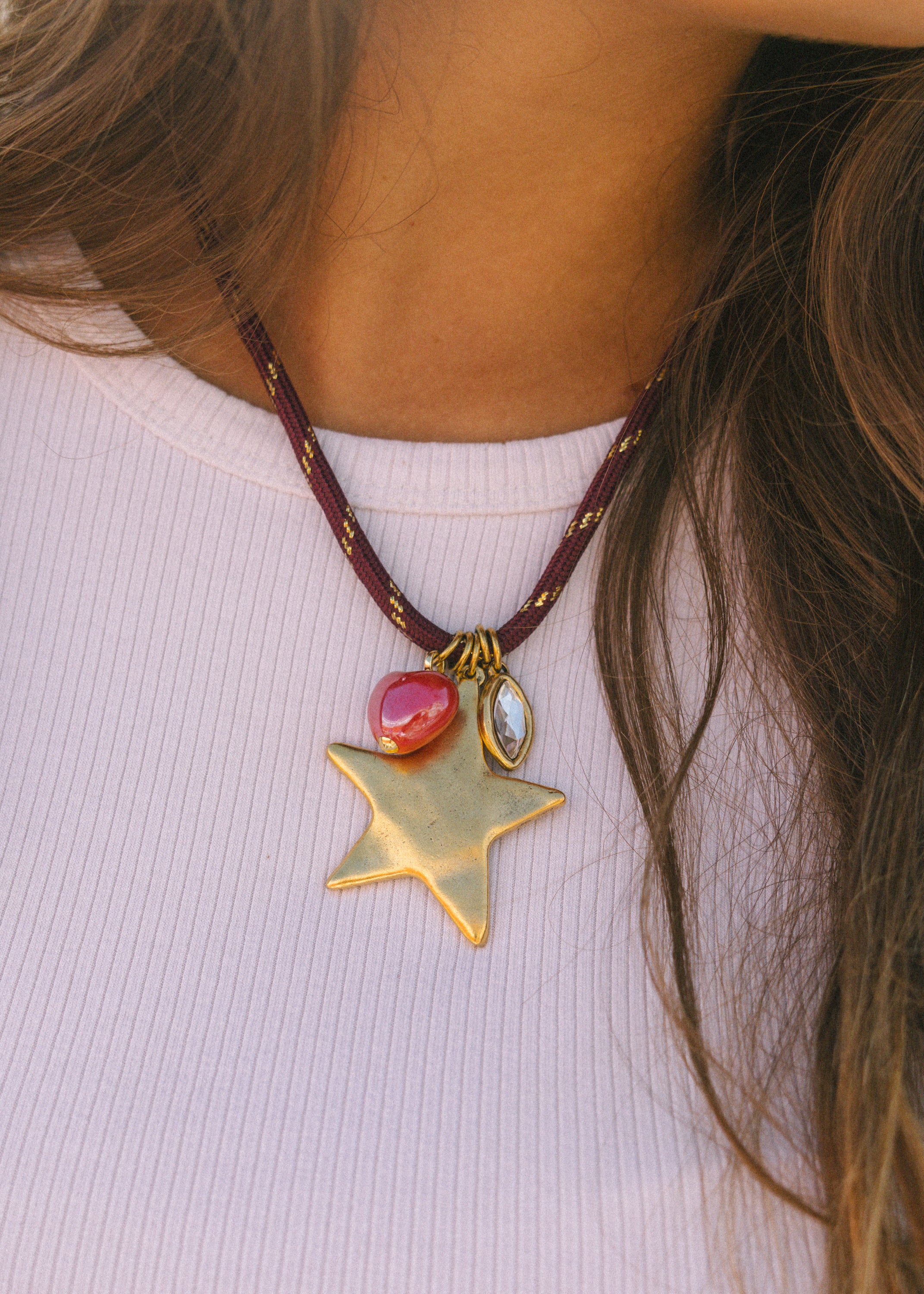 Maroon Heart Paracord Necklace