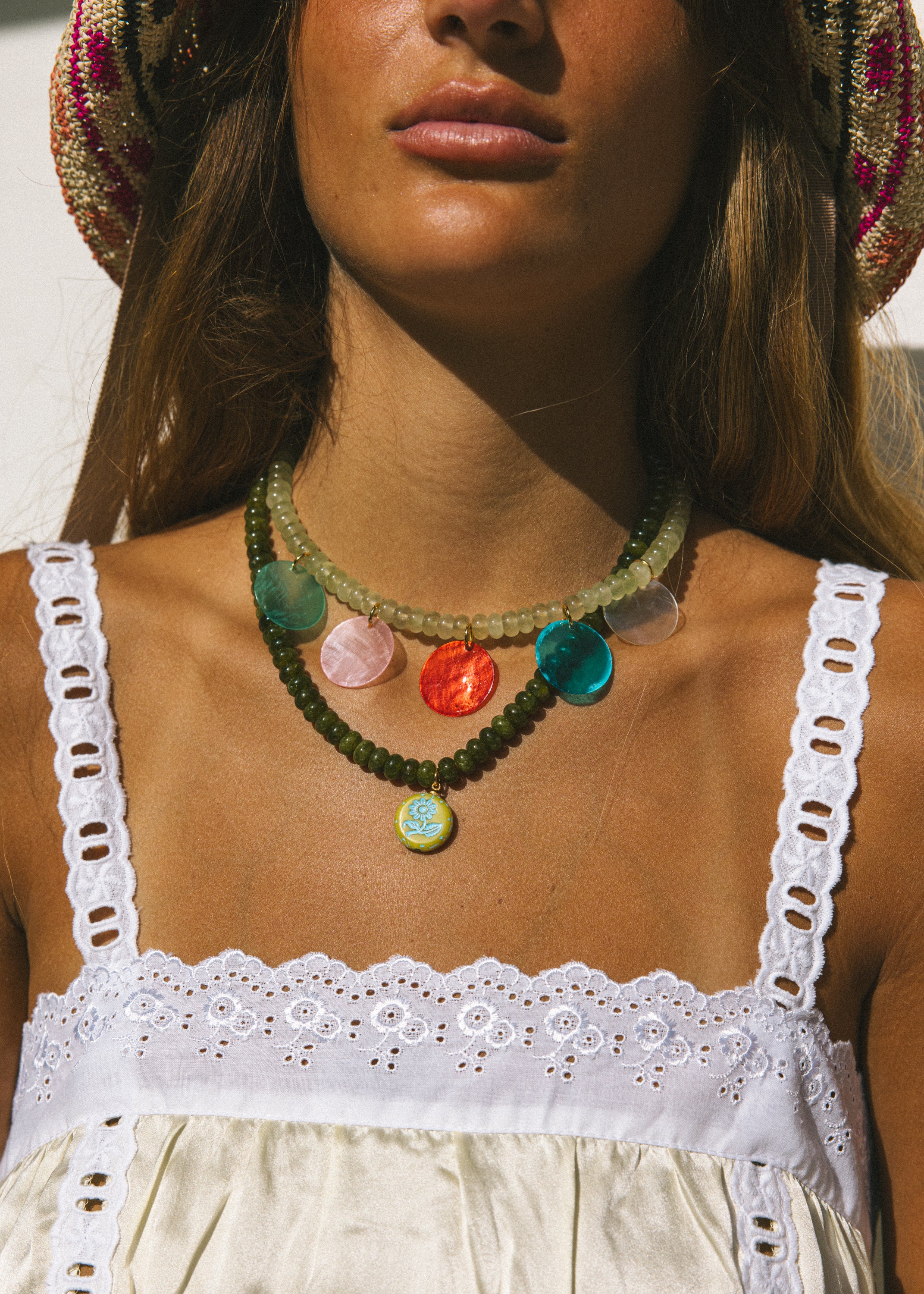 Pastel Disc Beaded Necklace