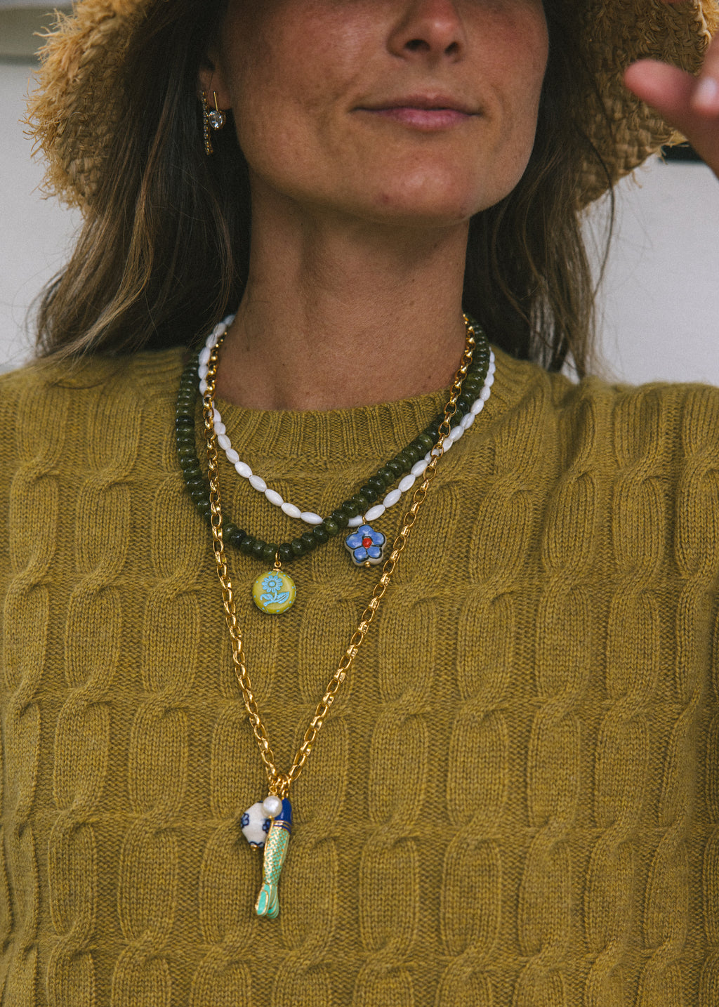 Long Chain Fish Charm Necklace