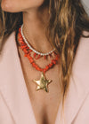 Red Beaded Star Necklace